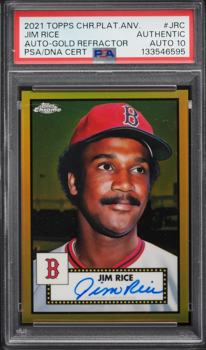 2021 Topps Chrome Platinum Anniversary Gold Refractor Jim Rice AUTO DNA 10 50/50 PSA AUTH