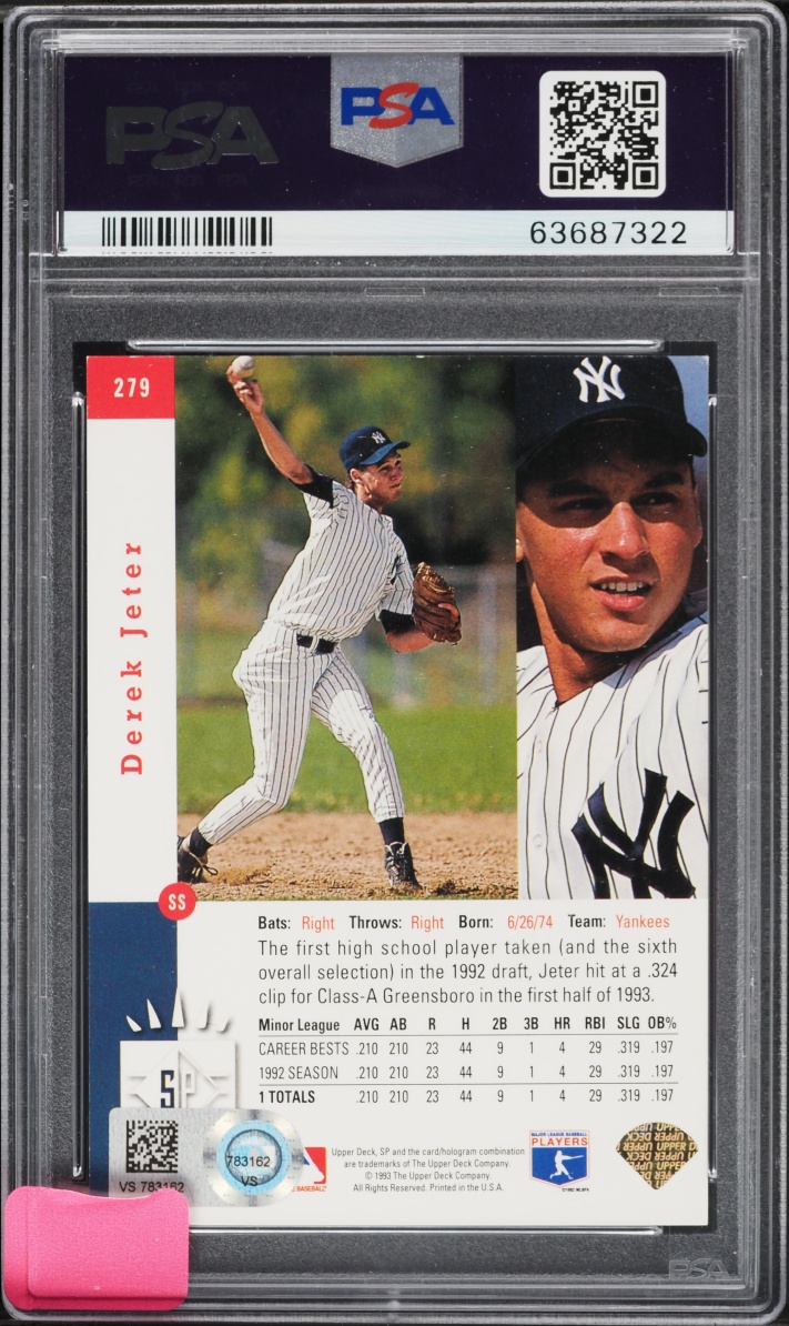1993 SP Foil Derek Jeter ROOKIE AUTO DNA 10 #279 PSA AUTH