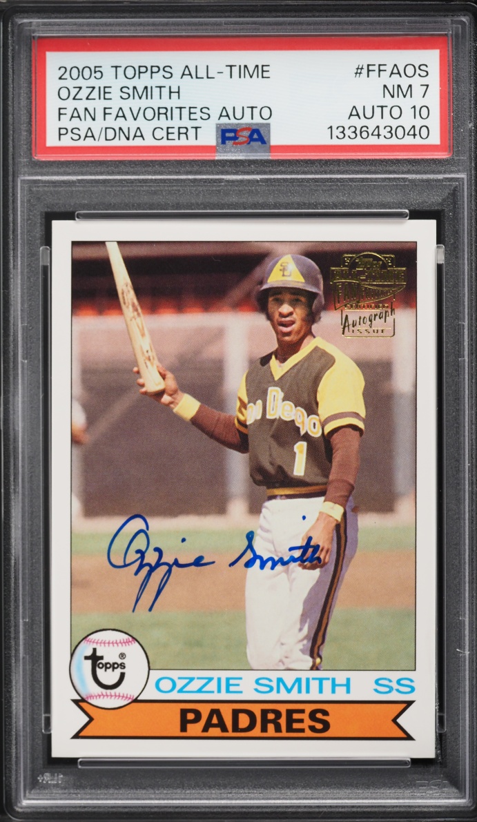 2005 Topps All Time Fan Favorites Ozzie Smith AUTO DNA 10 #FFA-OS PSA 7 NRMT
