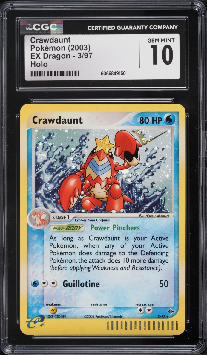 2003 Pokemon EX Dragon Holo Crawdaunt #3 CGC 10 GEM MINT