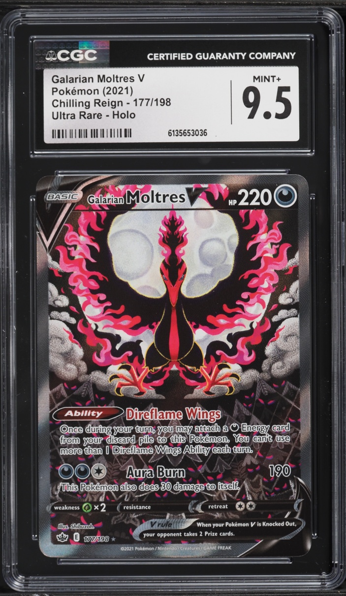 2021 Pokemon Sword & Shield Chilling Reign Alt Art Galarian Moltres V #177 CGC 9.5 MINT+