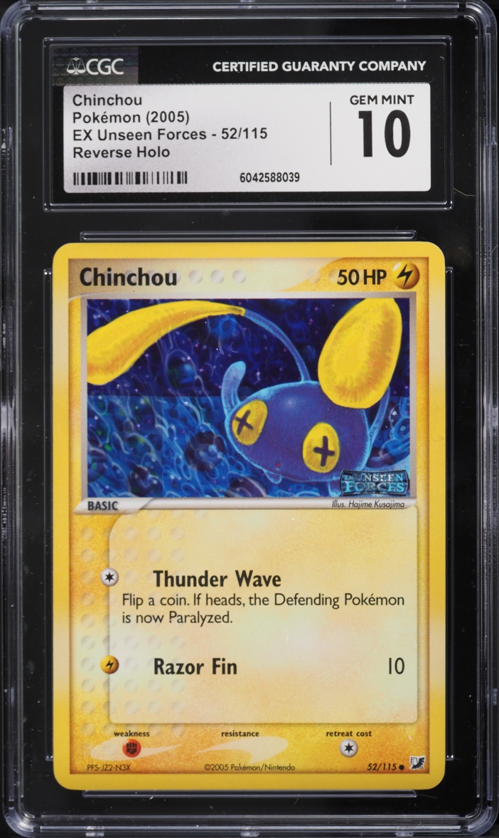 2005 Pokemon EX Unseen Forces Reverse Holo Chinchou #52 CGC 10 GEM MINT