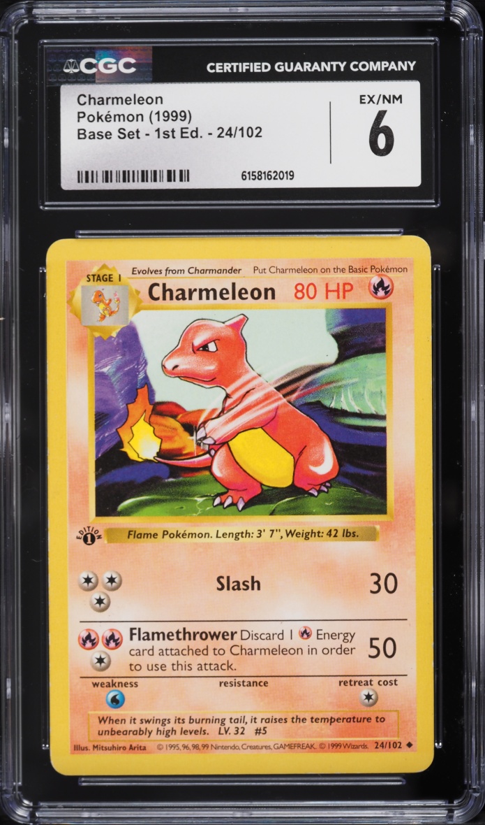 1999 Pokemon Base Set Shadowless 1st Edition Charmeleon #24 CGC 6 EXMT