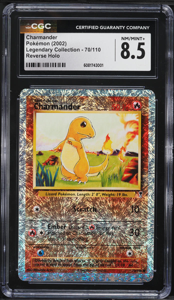 2002 Pokemon Legendary Collection Reverse Holo Charmander #70 CGC 8.5 NM-MT+