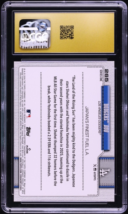 2026 Topps Dodgers Duo Shohei Ohtani & Yoshinobu Yasamoto #265 CGC 10 PRISTINE - Photo 2