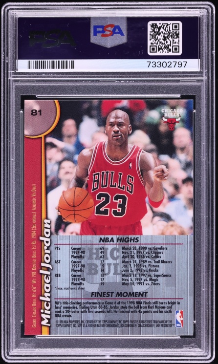1998 Finest Basketball Michael Jordan #81 PSA 10 GEM MINT - Photo 2