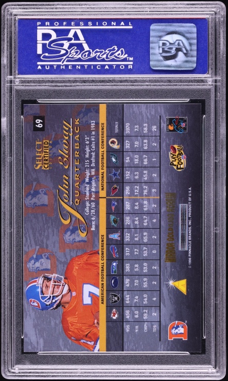 1996 Select Certified Mirror Gold John Elway #69 PSA 9 MINT - Photo 2