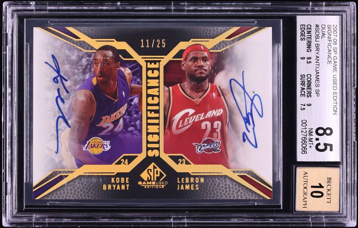 2007 SP Game Used Significance Dual Kobe Bryant & LeBron James AUTO /25 #SD-BJ BGS 8.5 NM-MT+