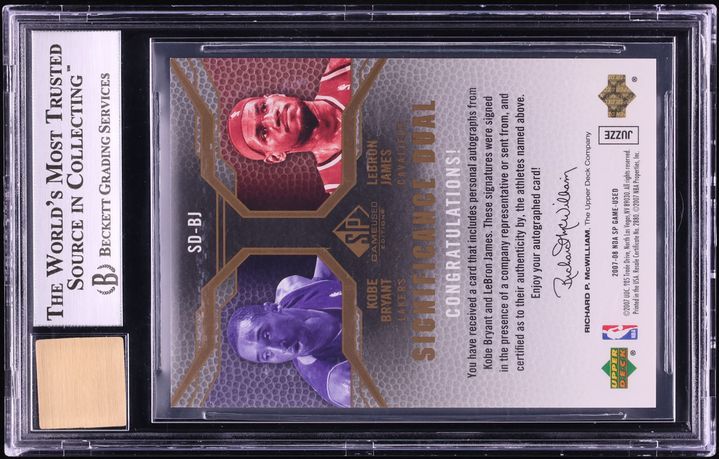 2007 SP Game Used Significance Dual Kobe Bryant & LeBron James AUTO /25 #SD-BJ BGS 8.5 NM-MT+ - Photo 2