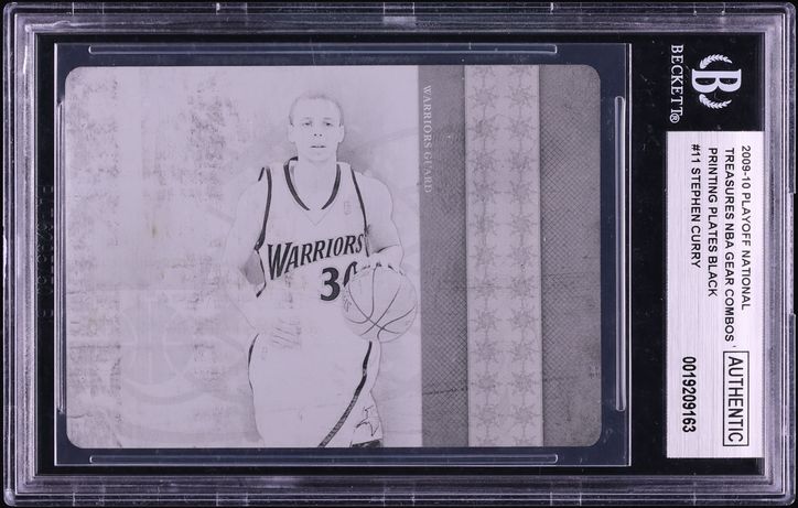 2009 Playoff National Treasures NBA Combos Printing Plates Black Stephen Curry 1/1 #11 BGS AUTH