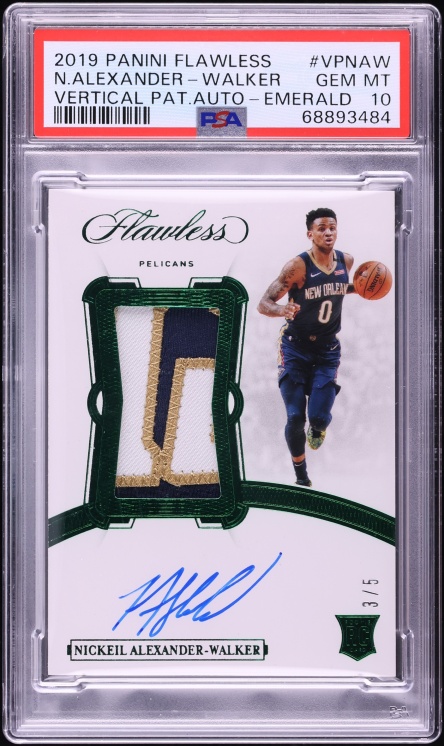 2019 Panini Flawless Vertical Emerald Nickeil Alexander-Walker ROOKIE PATCH AUTO /5 PSA 10 GEM