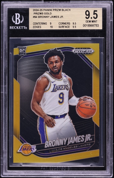 2024 Panini Prizm Black Gold Bronny James Jr. ROOKIE 1/10 #94 BGS 9.5 GEM MINT