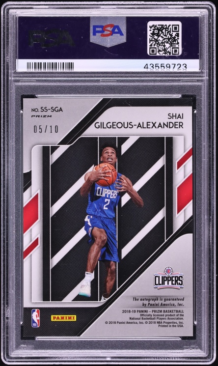 2018 Panini Prizm Sensational Gold Shai Gilgeous-Alexander ROOKIE AUTO /10 #SS-SGA PSA 10 GEM - Photo 2