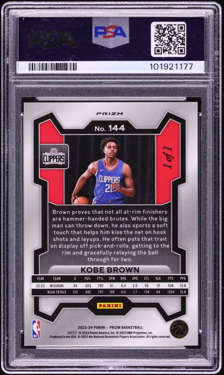 2023 Panini Prizm Nebula Choice Kobe Brown ROOKIE 1/1 #144 PSA 9 MINT - Photo 2