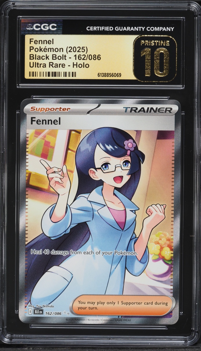 2025 Pokemon Scarlet & Violet Black Bolt Full Art Fennel #162 CGC 10 PRISTINE
