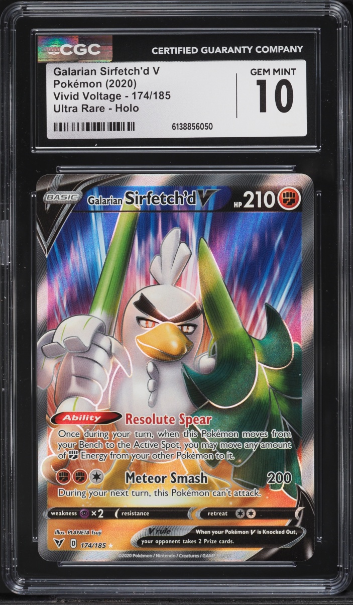 2020 Pokemon Sword & Shield Vivid Voltage Full Art Galarian Sirfetch'd V #174 CGC 10 GEM MINT