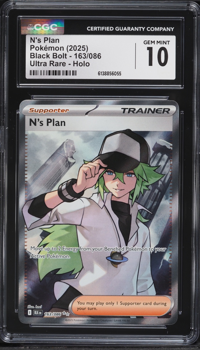 2025 Pokemon Scarlet & Violet Black Bolt Full Art N's Plan #163 CGC 10 GEM MINT