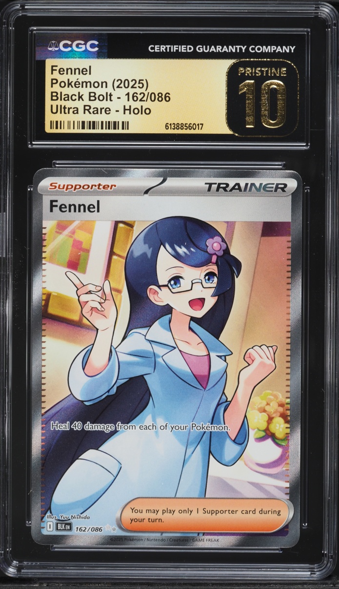 2025 Pokemon Scarlet & Violet Black Bolt Full Art Fennel #162 CGC 10 PRISTINE