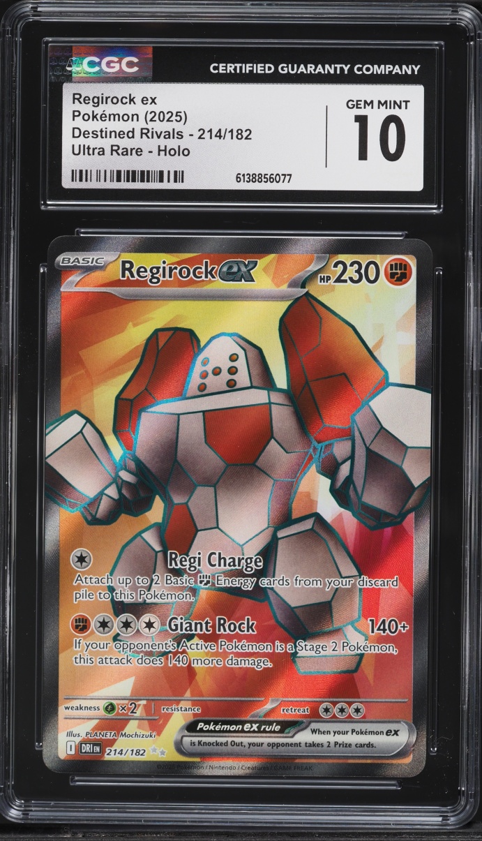 2025 Pokemon Scarlet & Violet Destined Rivals Full Art Regirock Ex #214 CGC 10 GEM MINT