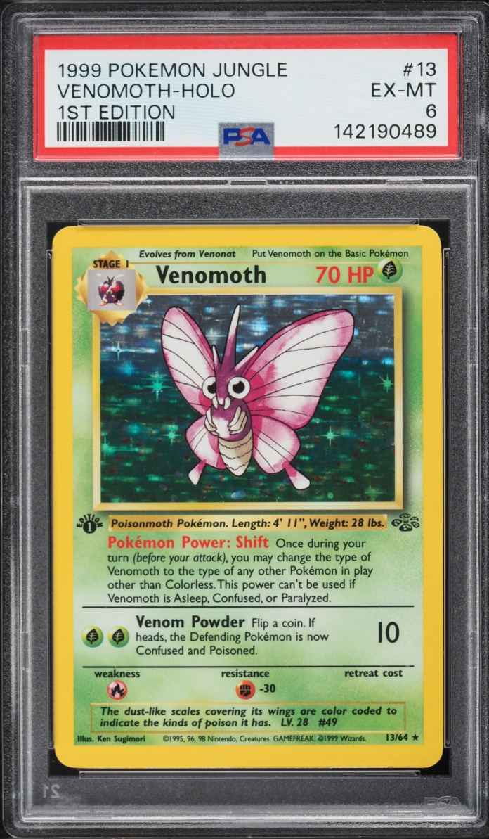 1999 Pokemon Jungle 1st Edition Holo Venomoth #13 PSA 6 EXMT