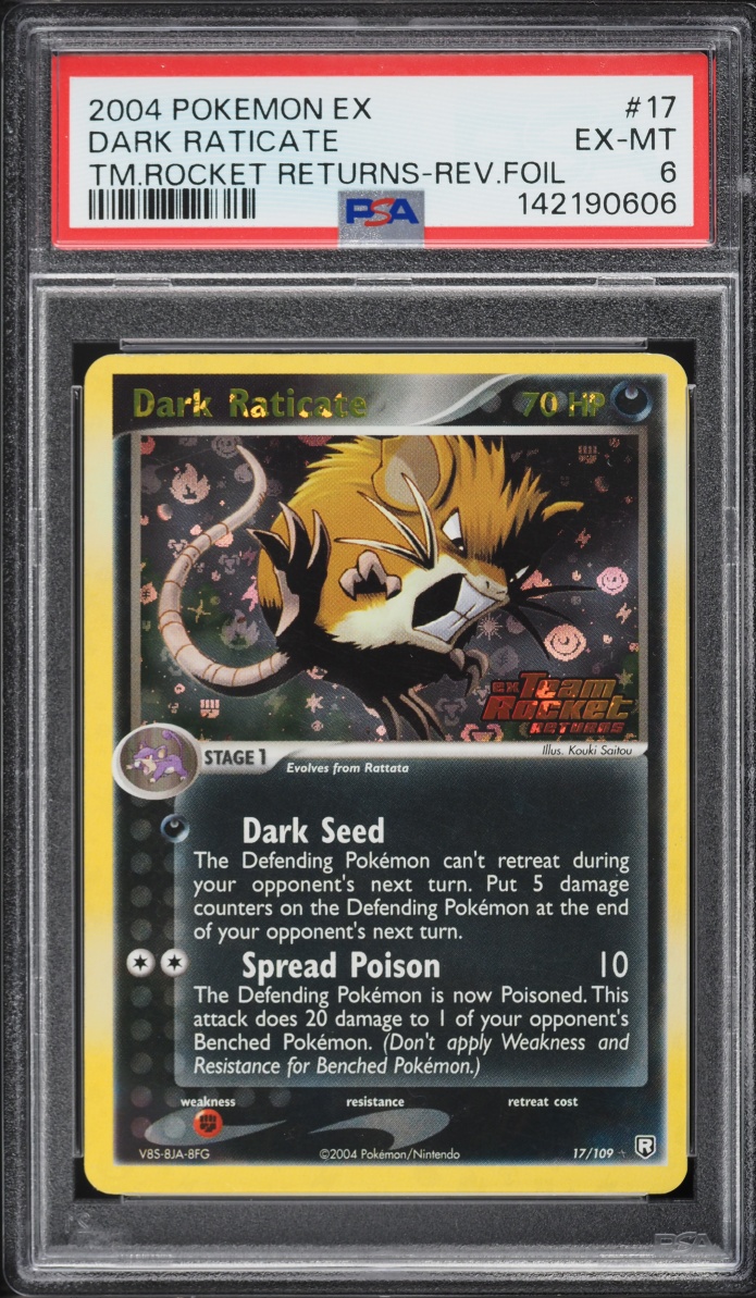2004 Pokemon EX Team Rocket Returns Reverse Holo Dark Raticate #17 PSA 6 EXMT