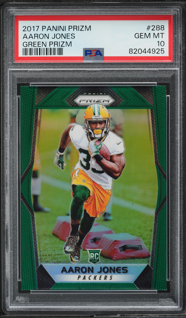 2017 Panini Prizm Green Aaron Jones ROOKIE #288 PSA 10 GEM MINT