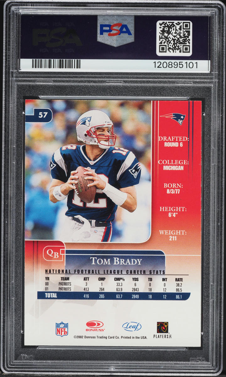 2002 Leaf Rookies & Stars Tom Brady #57 PSA 6 EXMT