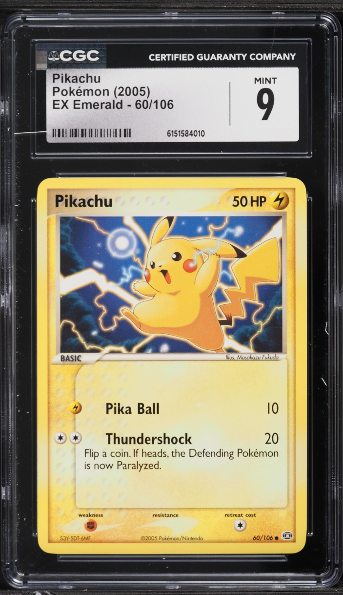 2005 Pokemon EX Emerald Pikachu #60 CGC 9 MINT