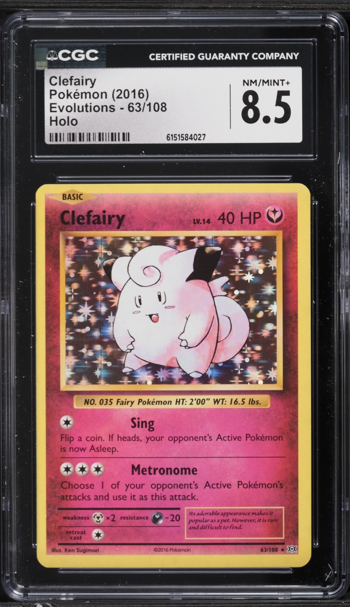 2016 Pokemon XY Evolutions Holo Clefairy #63 CGC 8.5 NM-MT+