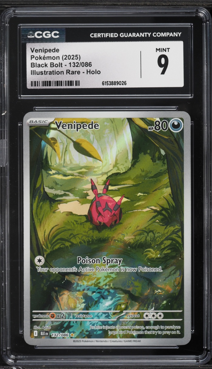 2025 Pokemon Scarlet & Violet Black Bolt IR Venipede #132 CGC 9 MINT