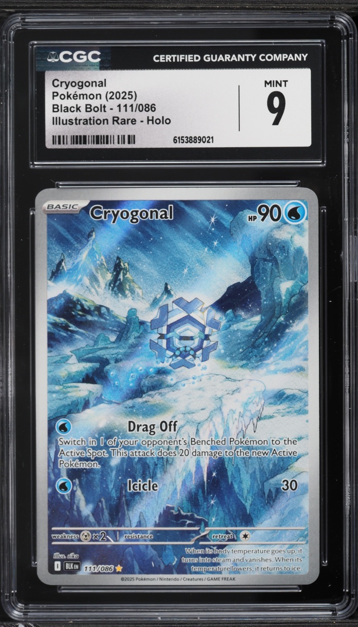 2025 Pokemon Scarlet & Violet Black Bolt IR Cryogonal #111 CGC 9 MINT