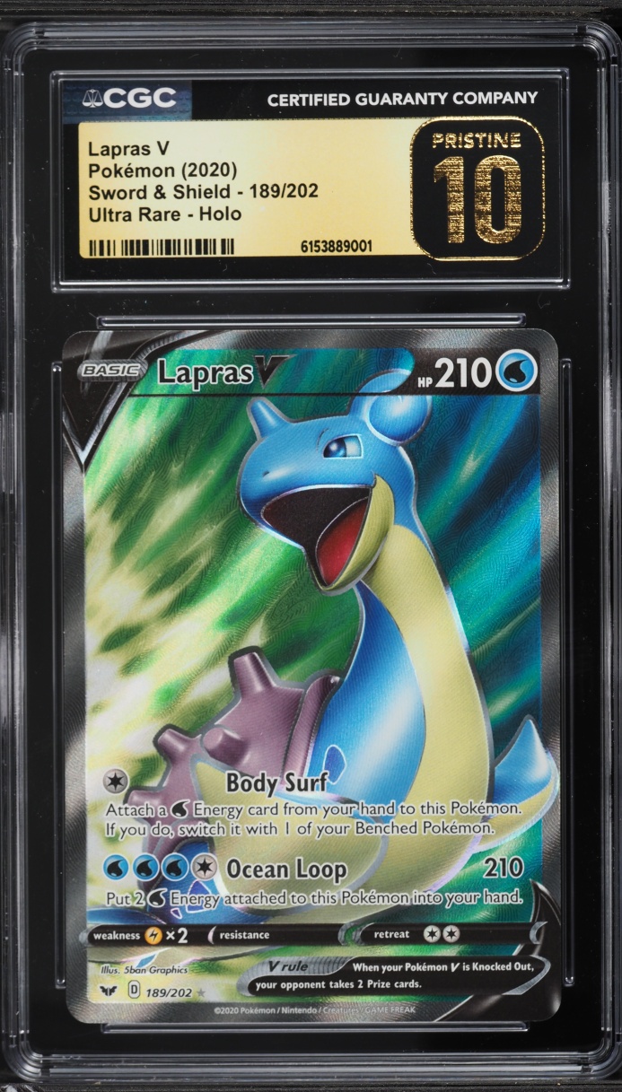 2020 Pokemon Sword & Shield Full Art Lapras V #189 CGC 10 PRISTINE