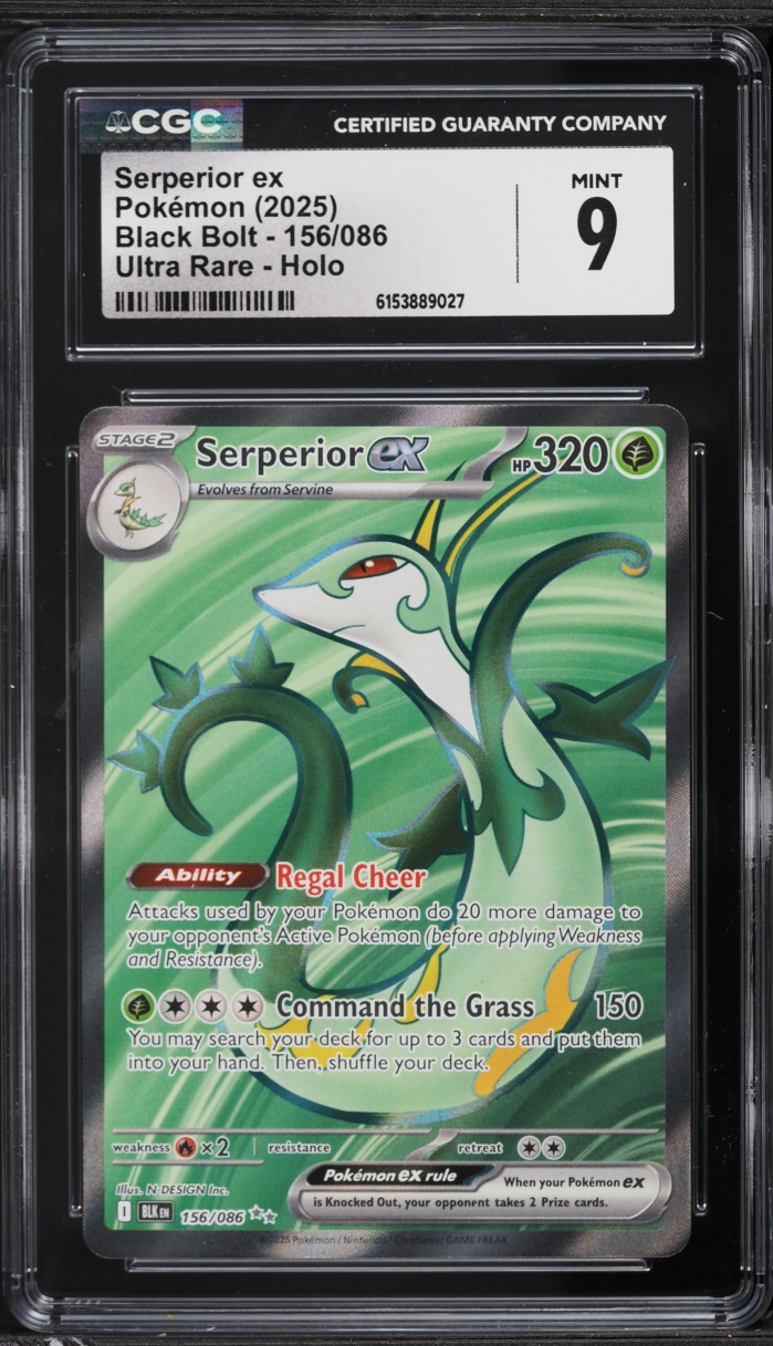 2025 Pokemon Scarlet & Violet Black Bolt Full Art Serperior ex #156 CGC 9 MINT