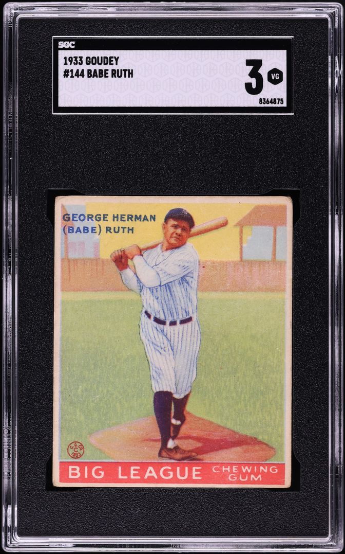 1933 Goudey Babe Ruth #144 SGC 3 VG