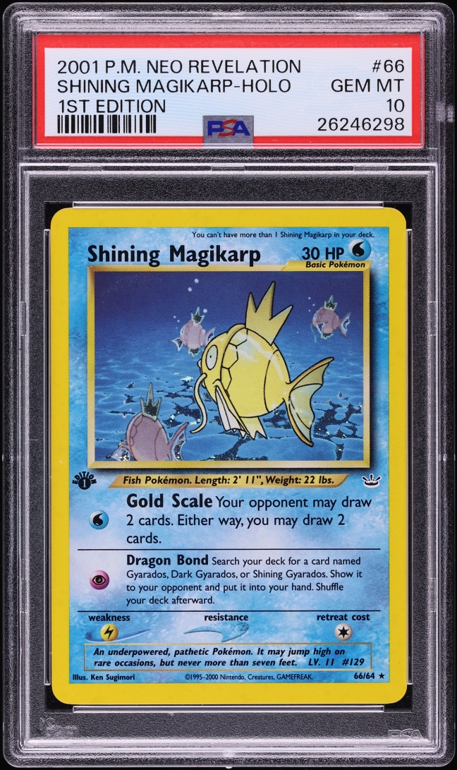 2001 Pokemon Neo Revelation 1st Edition Holo Shining Magikarp #66 PSA 10 GEM MINT