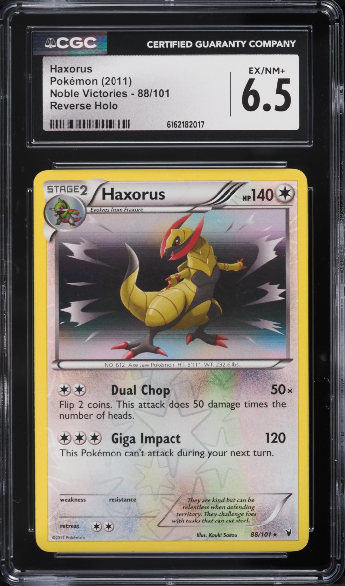2011 Pokemon Black & White Noble Victories Reverse Holo Haxorus #88 CGC 6.5 EXMT+