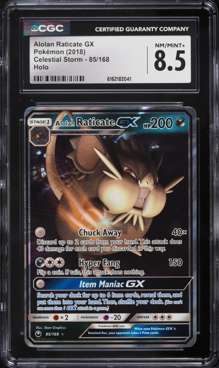 2018 Pokemon Celestial Storm Holo Alolan Raticate GX #85 CGC 8.5 NM-MT+