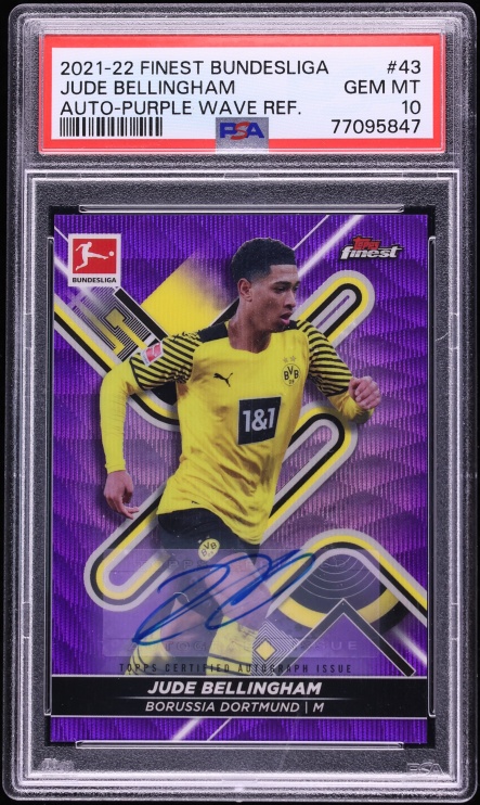 2021 Finest Bundesliga Purple Wave Refractor Jude Bellingham AUTO /80 #43 PSA 10 GEM MINT
