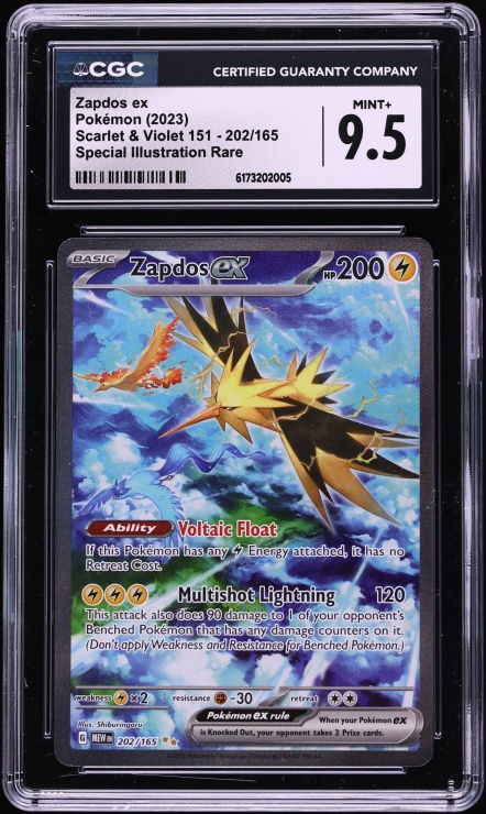 2023 Pokemon Scarlet & Violet 151 SIR Zapdos ex #202 CGC 9.5 MINT+