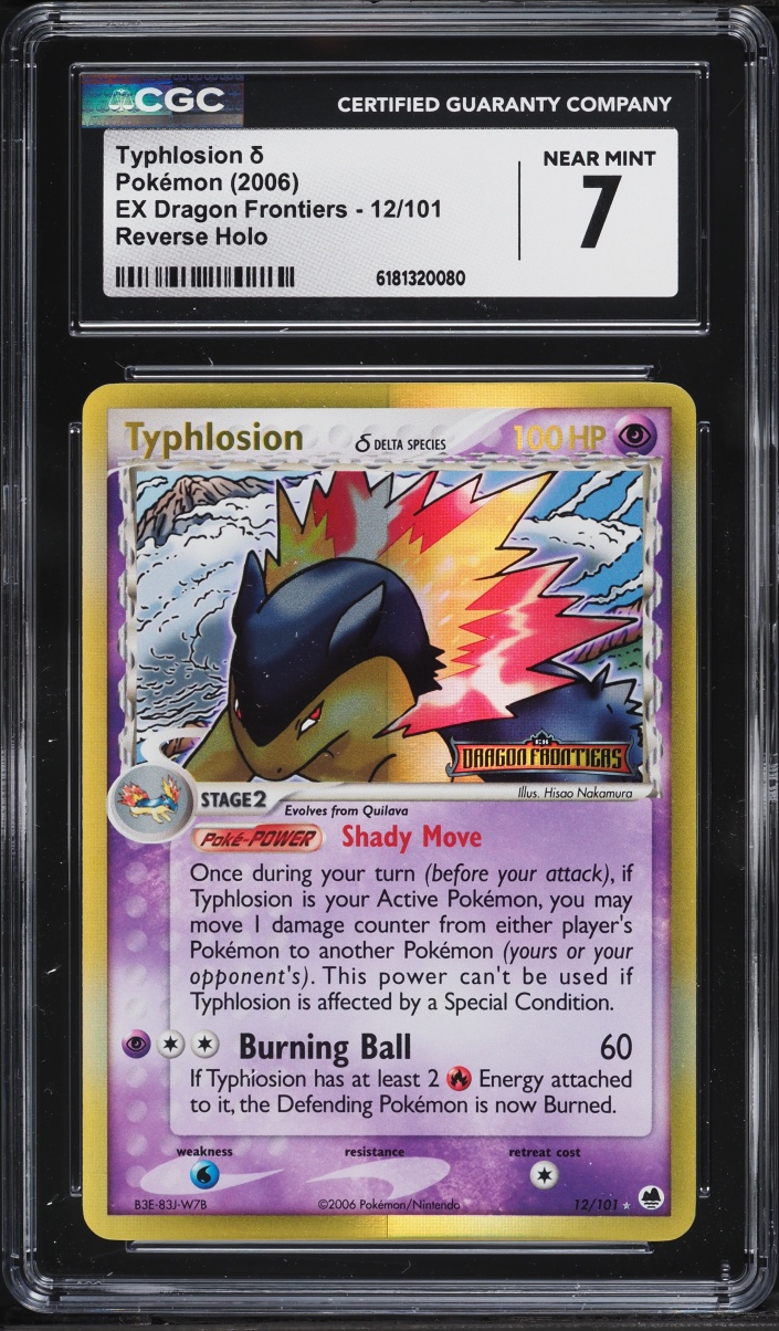 2006 Pokemon EX Dragon Frontiers Reverse Holo Typhlosion #12 CGC 7 NRMT