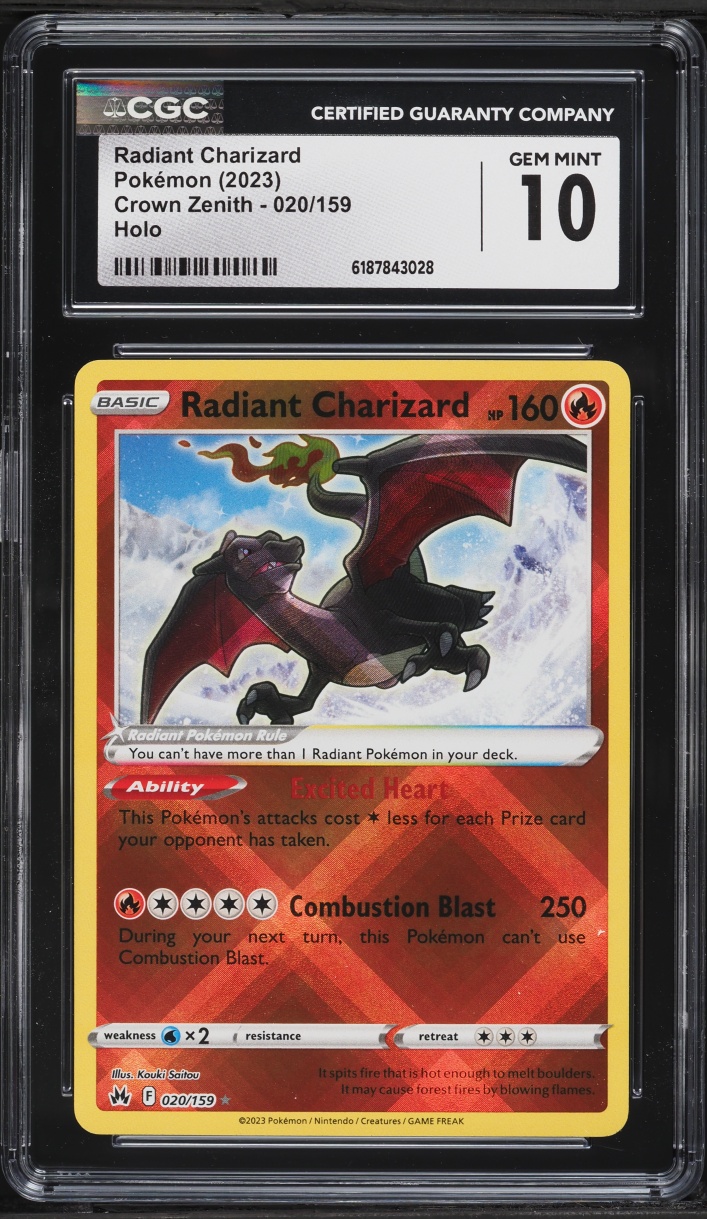 2023 Pokemon Sword & Shield Crown Zenith Holo Radiant Charizard #20 CGC 10 GEM MINT