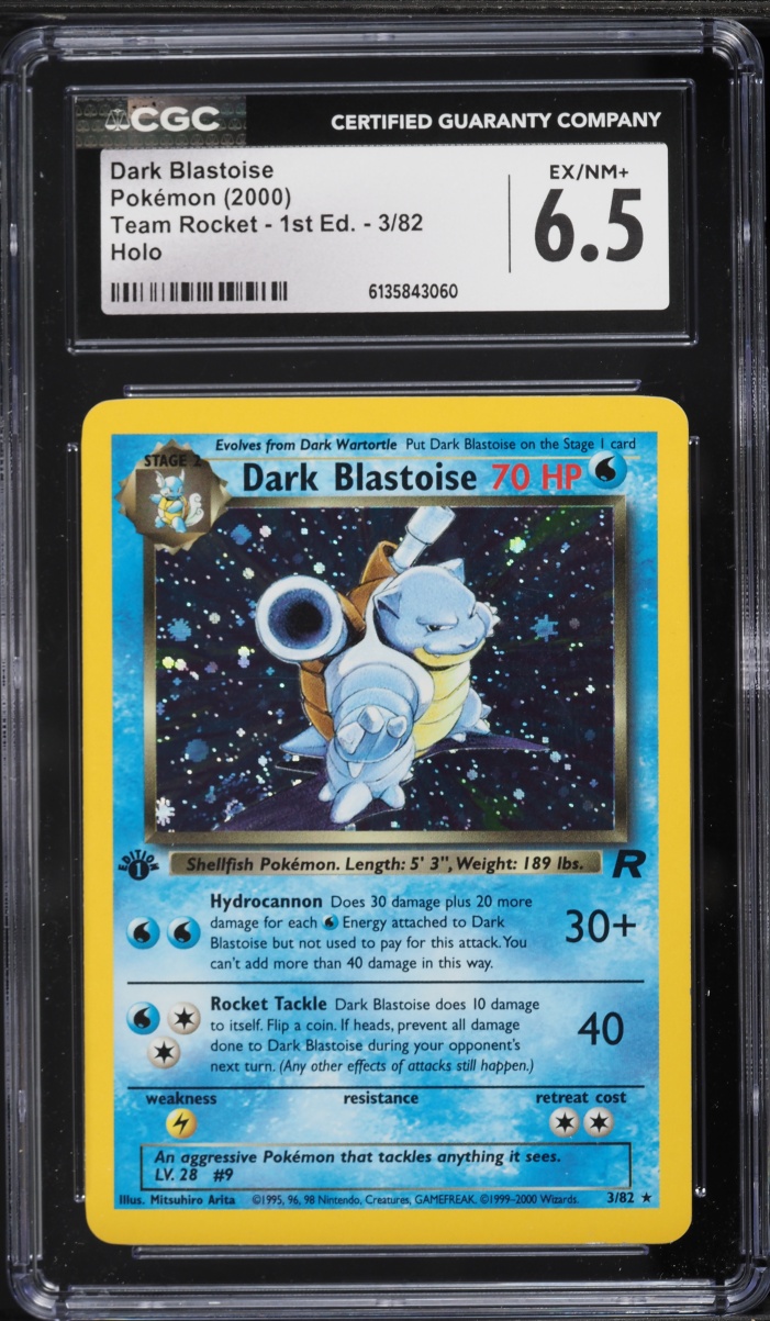 2000 Pokemon Team Rocket 1st Edition Holo Dark Blastoise #3 CGC 6.5 EXMT+