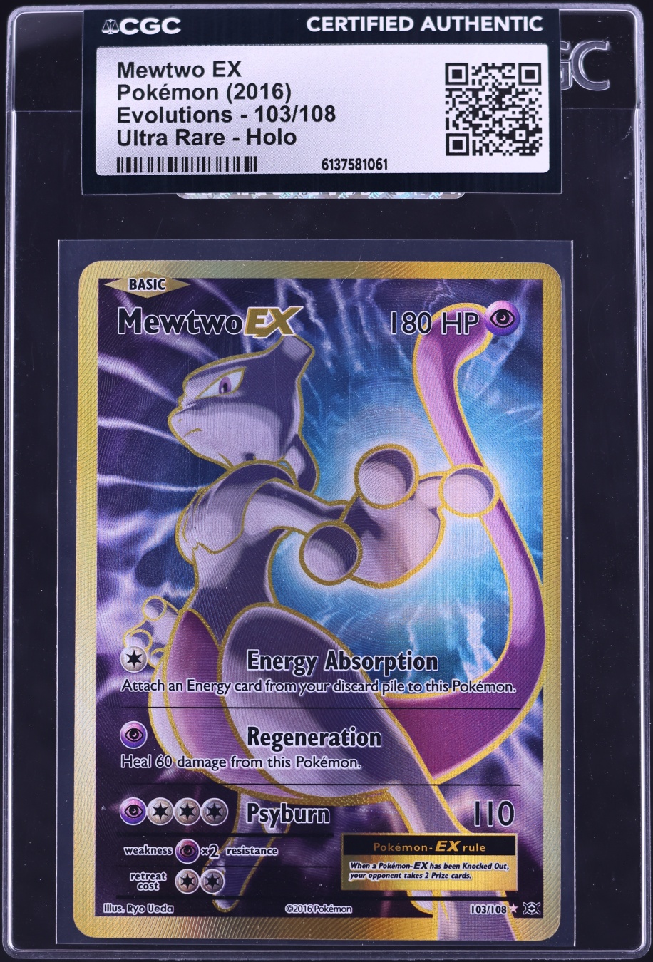2016 Pokemon XY Evolutions Full Art Mewtwo Ex #103 CGC AUTH on Fanatics ...