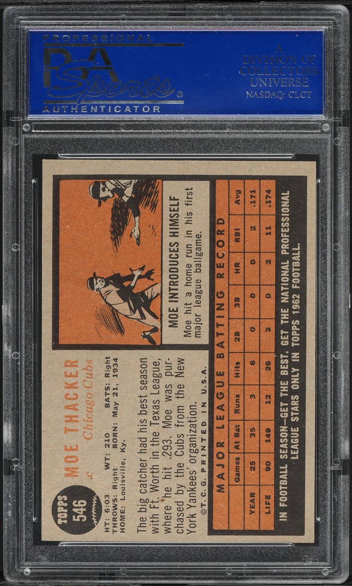 1962 Topps Moe Thacker SHORT PRINT #546 PSA 8 NM-MT
