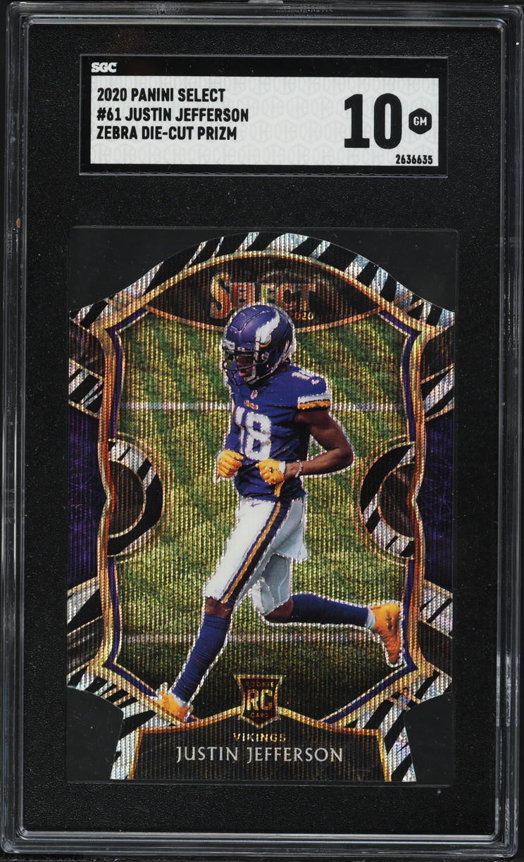 2020 Select Concourse Zebra Die-Cut Prizm Justin Jefferson ROOKIE #61 SGC 10 GEM MINT