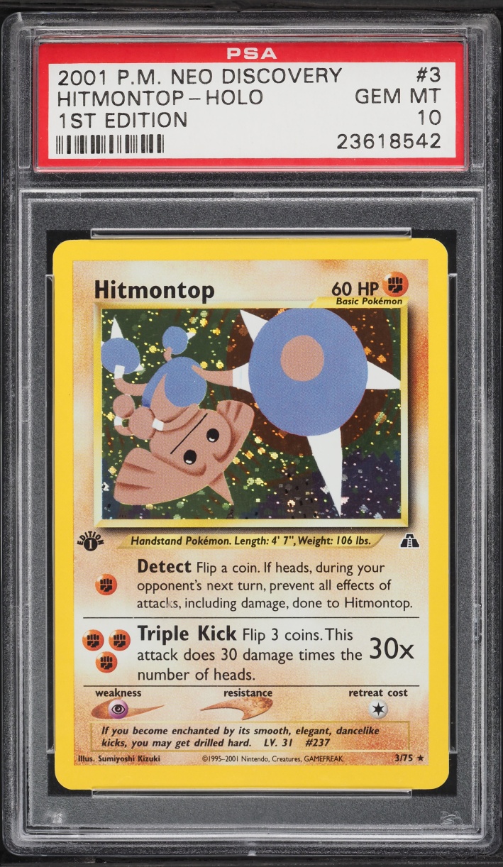 2001 Pokemon Neo Discovery 1st Edition Holo Hitmontop #3 PSA 10 GEM MINT