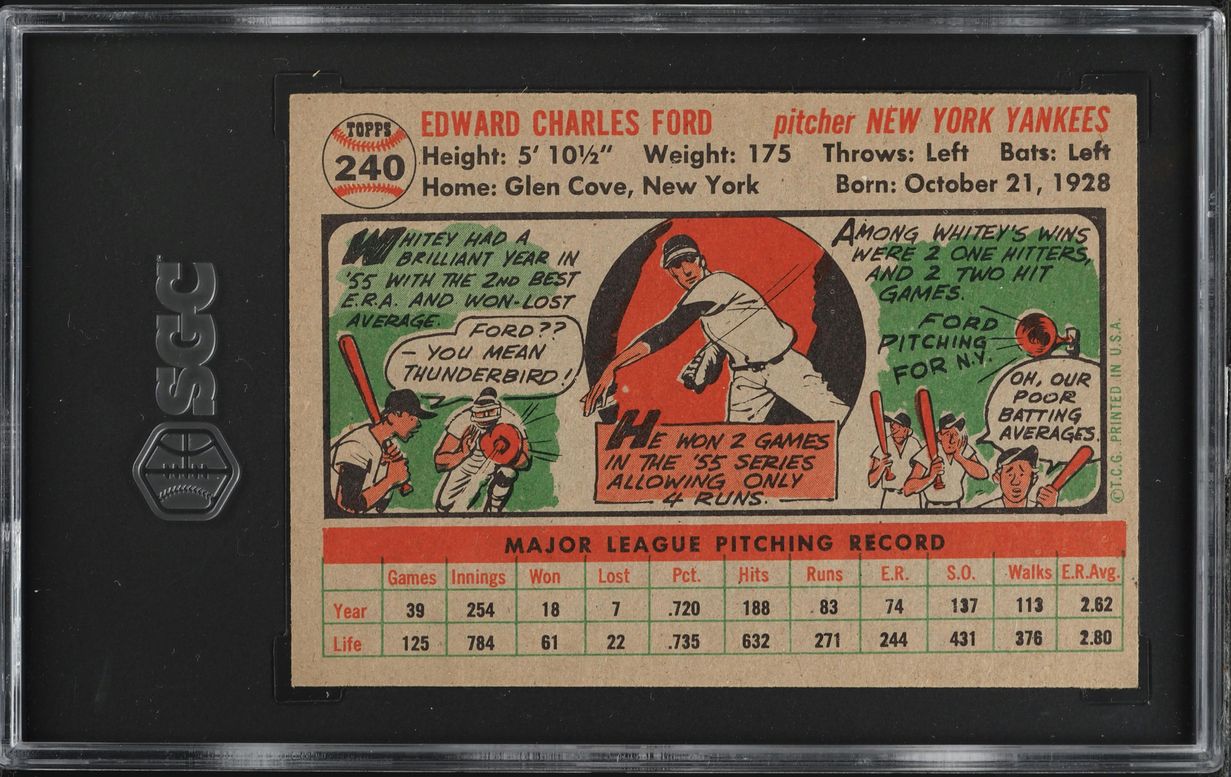 1956 Topps Whitey Ford #240 SGC 4 VGEX