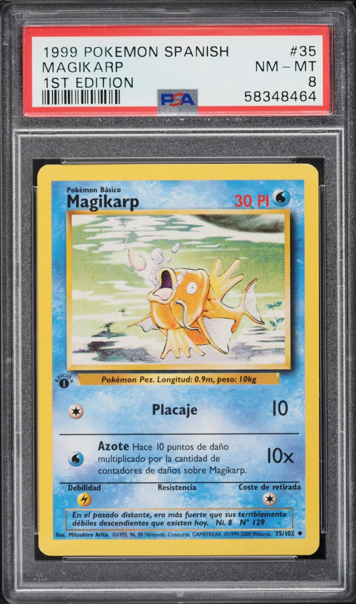 1999 Pokemon Spanish Base Set 1st Edition Magikarp #35 PSA 8 NM-MT