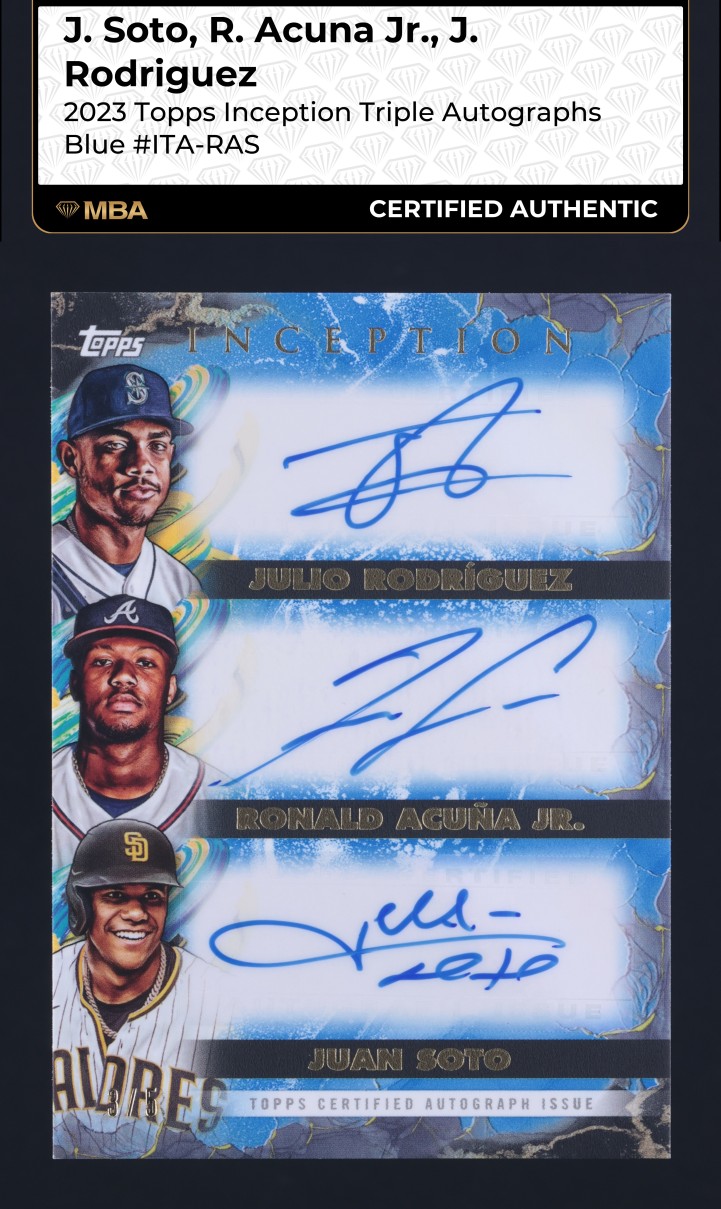 2023 Topps Inception Blue Soto Ronald Acuna Jr. Julio Rodriguez