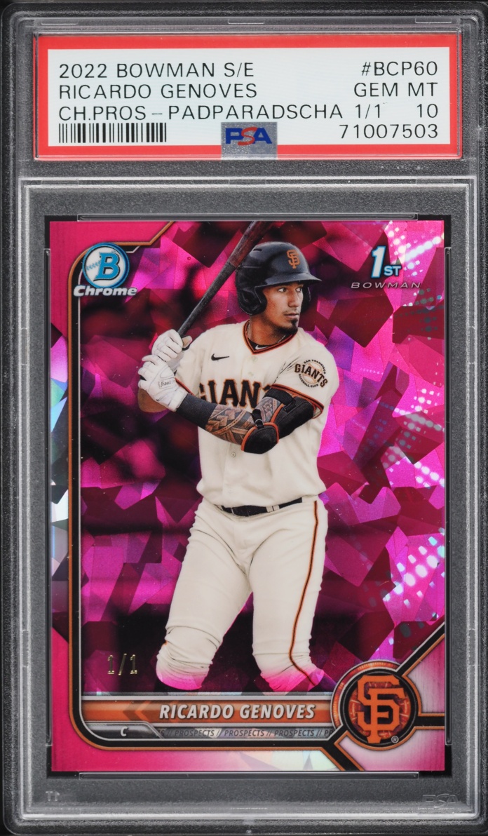 2022 Bowman Chrome Sapphire Padparadscha Ricardo Genoves PROSPECT 1/1 #BCP-60 PSA 10 GEM MINT